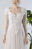 Vestido de Novia en Tul de Cola Barriba de Escote en V de Mangas Illusion de Plisado - 3
