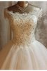 Kurze Ärmeln Spitze Duchesse-Linie Tüll romantisches Brautkleid mit Schmetterlingsknoten - 3