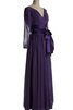 A-Linie Chiffon gerüschtes dreiviertel Länge Ärmeln bodenlanges Brautmutterkleid - 2