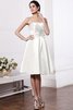 A Linie Elastischer Gewebter Satin Normale Taille Knielanges Kurzes Brautjungfernkleid - 16