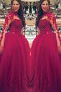 Robe de bal en tulle avec manche longue jusqu'au sol de mode de bal appliques - 1