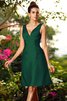 Robe demoiselle d'honneur plissage courte naturel avec fronce de col en v - 9