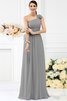 Reißverschluss Chiffon Sittsames Brautjungfernkleid ohne Ärmeln mit Blume - 27
