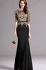 Robe de bal distinguee longueur au ras du sol decoration en fleur avec chiffon de col bateau - 1