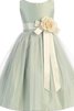 Robe de cortège enfant plissé ligne a col u profond manche nulle - 1