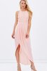 Robe demoiselle d'honneur romantique fermeutre eclair haut bas manche nulle de fourreau - 1
