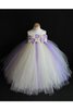 Duchesse-Linie Empire Taille Tüll knöchellanges Blumenmädchenkleid mit Rüschen - 1