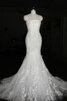 Ärmelloses Spitze langes bodenlanges Brautkleid mit Blume mit Reißverschluss - 1