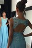 Prinzessin Schaufel-Ausschnitt Anständiges Abendkleid ohne Ärmeln mit Applikation - 1