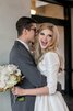 Robe de mariée informel croisade ceinture en étoffe arrivée au mollet ligne a - 4