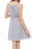Robe demoiselle d'honneur courte ligne a avec ruban en chiffon ceinture en étoffe - 2