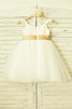 Robe de cortège enfant avec zip jusqu'au mollet de princesse ligne a avec fleurs - 2