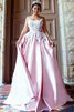 Blendend Sweep Train Natürliche Taile Ballkleid mit Reißverschluss mit Applike - 1