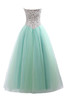 Duchesse-Linie Tüll Strand langes Quinceanera Kleid mit Kristall aus elastischer Satin - 6
