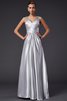 A-Linie Prinzessin Bodenlanges Sittsames Abendkleid aus Elastischer gewebter Satin - 1