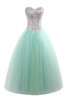 Duchesse-Linie Tüll Strand langes Quinceanera Kleid mit Kristall aus elastischer Satin - 1
