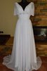 Abito da Sposa Allacciato retro Spazzola Treno con Piega a Spiaggia V-Scollo - 1