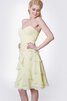 Robe demoiselle d'honneur romantique manche nulle a-ligne au niveau de genou de lotus - 5