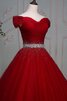 Natürliche Taile schulterfrei Duchesse-Linie Tüll Quinceanera Kleid aus Organza mit Bordüre - 5