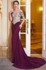 Chiffon Etui Natürliche Taile kurze Ärmeln Anständiges Abendkleid - 4