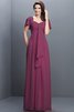 Halbe Ärmeln Herz-Ausschnitt Plissiertes Bodenlanges Brautjungfernkleid aus Chiffon - 5