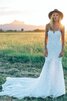 Abito da Sposa Tubino con Applique in pizzo Senza Maniche con Piega lusso - 1