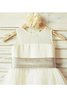 Robe de cortège enfant naturel avec sans manches avec fleurs en tulle avec zip - 3