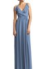 Robe demoiselle d'honneur avec chiffon ceinture de col en v ligne a - 1