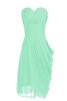 Abito da Damigella Naturale in Chiffon con Increspato A-Line Senza Maniche mini - 1
