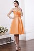 A Linie Elastischer Gewebter Satin Normale Taille Knielanges Kurzes Brautjungfernkleid - 19