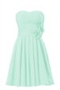 Robe demoiselle d'honneur plissage naturel avec fleurs avec zip ceinture - 1