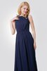 Robe demoiselle d'honneur plissage facile a-ligne trou de serrure manche nulle - 5