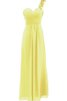 Abito da Damigella Naturale Senza Maniche A Terra Cerniera con Fiore in Chiffon - 5