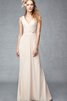 V-Ausschnitt gerüschtes Chiffon romantisches bodenlanges legeres Brautjungfernkleid - 1