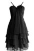 Chiffon geschichtes kurzes Cocktailkleid mit Spaghettiträger ohne Ärmeln - 1