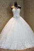 Abito da Sposa in Paillette Cuore Cerniera Coda A Strascico Corto con Perline in Raso - 1