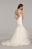 Niedrige Taille Organza Meerjungfrau Stil Brautkleid mit Gericht Schleppe ohne Ärmeln - 2
