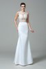 Robe de mariée longue naturel fermeutre eclair manche nulle en satin - 1