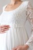 Exquisit Bodenlanges Pompöse Brautkleid mit Empire Taille aus Chiffon - 3