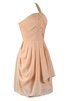 Abito da Damigella in Chiffon con Festone Senza Maniche mini A-Line con Piega - 3