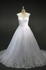 A-Line Juwel Ausschnitt normale Taille Spitze bodenlanges Brautkleid mit gekappten Ärmeln - 1