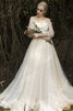 Robe de mariée avec perle jusqu'au sol en satin grosses soldes longue - 5