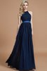 Robe demoiselle d'honneur manche nulle avec zip ruché jusqu'au sol en chiffon - 2