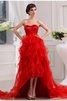 Robe de bal de princesse asymétrique manche nulle en organza fermeutre eclair - 1