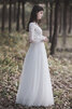 Robe de mariée ligne a parfait longueur au ras du sol modeste naturel - 3