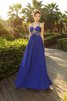 Chiffon Ärmelloses Bodenlanges Anständiges Abendkleid mit Breiter Träger - 1