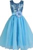 Robe de cortège enfant pailleté textile en tulle col u profond a-ligne avec zip - 1