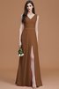 Robe demoiselle d'honneur naturel ruché avec chiffon ligne a manche nulle - 10