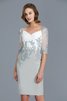 Abito mamma sposa scintillante al ginocchio tubino in chiffon v-scollo con mezze maniche - 7