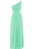 Robe demoiselle d'honneur naturel plissage en chiffon manche nulle ruché - 1